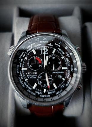 Citizen eco drive chronograph world time at0365-56e5 фото