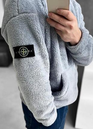 Мужское худи stone island. черный и серый цвета6 фото