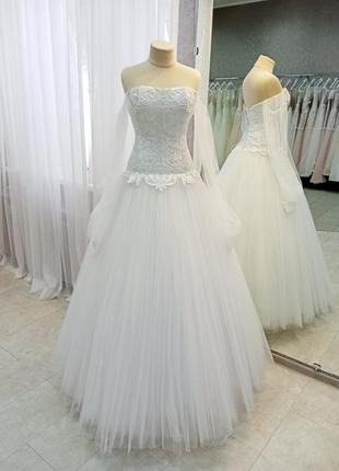 Весільна сукня фатин гафре біла1 фото