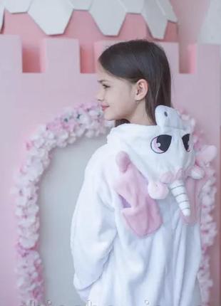 Піжама кігурумі дитяча bearwear єдиноріг з крильцями біло-рожевий2 фото