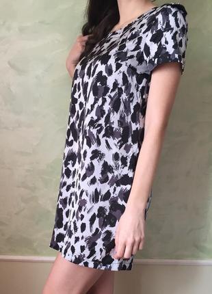 Платье туника h&m леопард р.xs/s анималистический принт прямого кроя2 фото