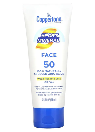 Сонцезахисний лосьйон для обличчя, spf 50, без олії, 74 мл coppertone sport mineral