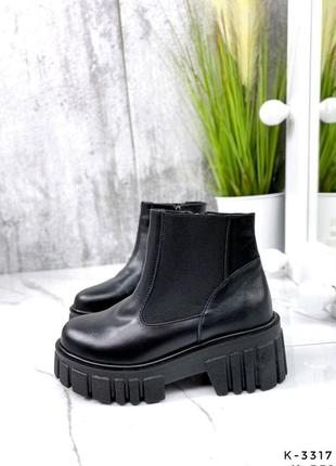 Распродажа натуральные кожаные демисезонные черные ботинки - челси5 фото