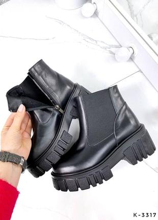 Распродажа натуральные кожаные демисезонные черные ботинки - челси6 фото
