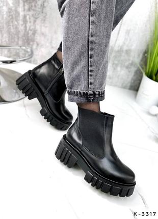 Распродажа натуральные кожаные демисезонные черные ботинки - челси8 фото