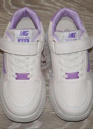 Модні дитячі кросівки, білі з фіолетовим. новинка. (розміри: 32, 33, 34)4 фото