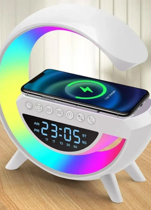 Настільна смарт лампа, нічник bt-3401 rgb rainbow light-wireless happy light з bluetooth колонкою