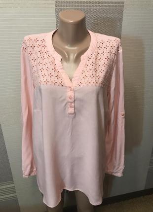 Тонкая воздушная блузка рубашка пудро- розовая. 16 рр. tcm tchibo. германия.