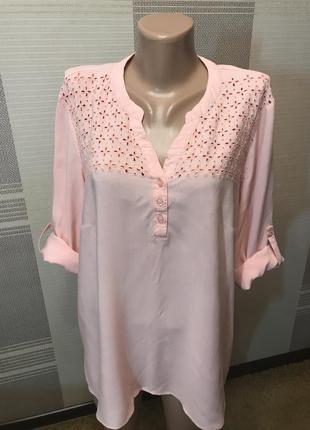 Тонкая воздушная блузка рубашка пудро- розовая. 16 рр. tcm tchibo. германия.3 фото