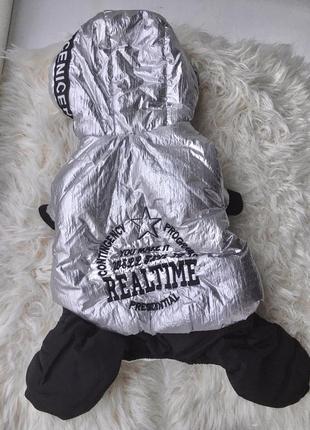 Комбінезон з утеплювачем куртка пуховик з флісом усередині на овчині теплий зимовий зимній одяг для маленьких порід маленької породи собаки кота3 фото