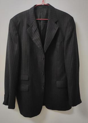 Костюм класичний брюки + піджак чоловічий сірий чорний у смужку на високого чоловіка c&a, розмір l - xl3 фото