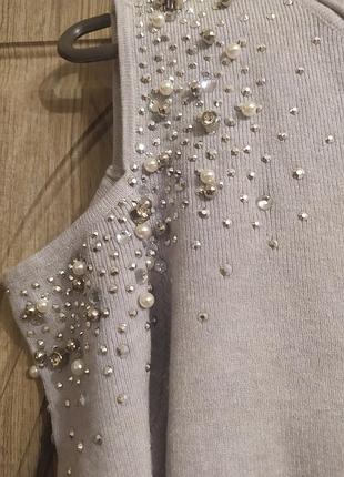 Кофточка с камнями, вязаный трикотаж