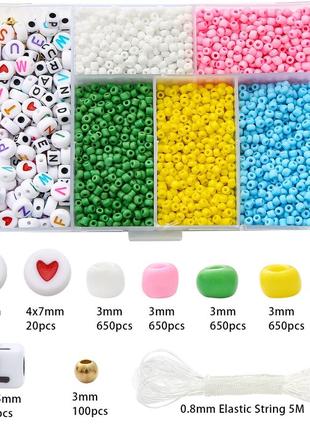 Набор бусин 3 мм 3500 шт бисер для вышивания для браслета набор для творчества
