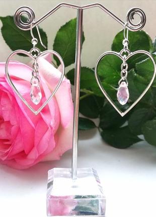Сережки crystal hearts