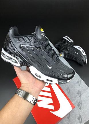 Чоловічі кросівки nike air max plus 3 ltr tn tuned взуття найк аір макс тн плюс чорно-білі осінні текстиль балон весна осінь