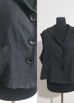 Укороченая льняная блуза с капюшоном в єтно, бохо стиле италия2 фото