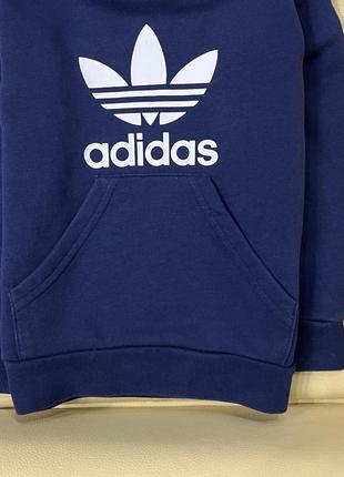 Худи, кофта, пайта. свитшот adidas original 4-5 лет рост 110 на мальчика состояние хороший синяя с капюшоном2 фото