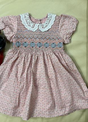 Платье с пышным рукавом некст на девочку 2-3 года рост 98 стан идеальное с орнаментом1 фото