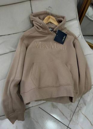 Бежевый кофейный утеплённый худи макс мара max mara1 фото