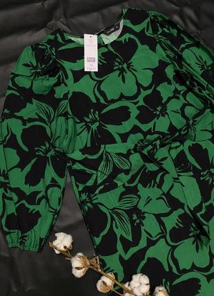 Плаття чорно зелене в квітковий принт с пояском від бренду f&f3 фото