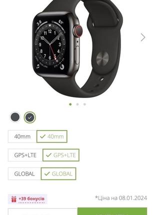 Apple watch series 6 40mm gps + lte graphite stainless steel case with black sport band (m02y3)10 фото