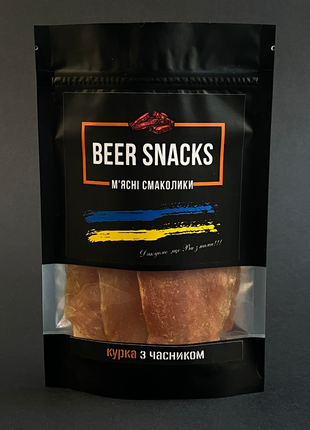 М'ясні снеки beer snacks курячі джерки з часником 100г.