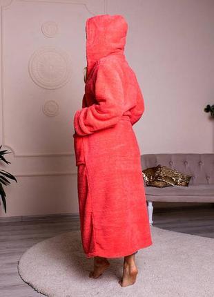 Качественный теплый длинный/короткий яркий махровый халат с капюшоном 42-60. есть цвета4 фото
