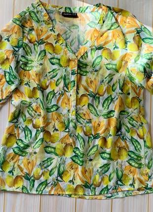Блузка с рукавами-колокольчиками, принт лимоны3 фото