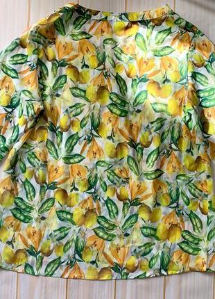 Блузка с рукавами-колокольчиками, принт лимоны4 фото