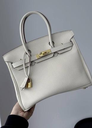 Молочная сумка hermes birkin золотая фурнитура4 фото