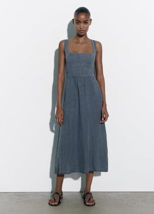 Сукня zara міді 100%льон