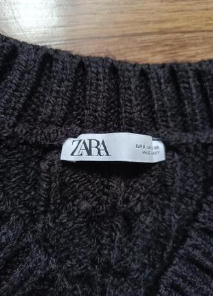 Теплый вязаный черный женский оверсайз свитер zara.5 фото