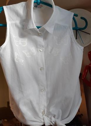 Фірмова літня сорочка блуза h&m р-р 134-140 біла.розпродаж!!!