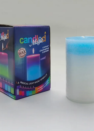 Декоративная восковая свеча с эффектом пламенем и led подсветкой candles magic 7 цветов rgb4 фото