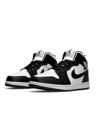 Зимние мужские nike air jordan 1 зима черные с белым1 фото