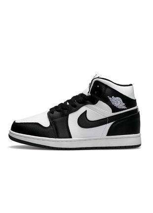 Зимние мужские nike air jordan 1 зима черные с белым2 фото