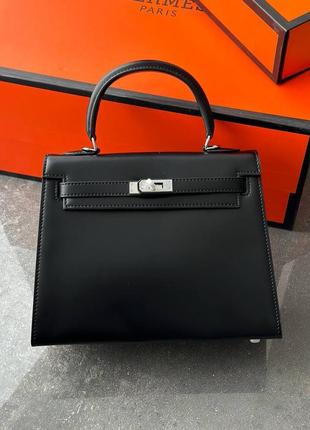 Чёрная сумка hermes kelly 25 cm