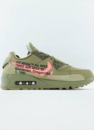 Off white nike air max 90 "desert ore"5 фото