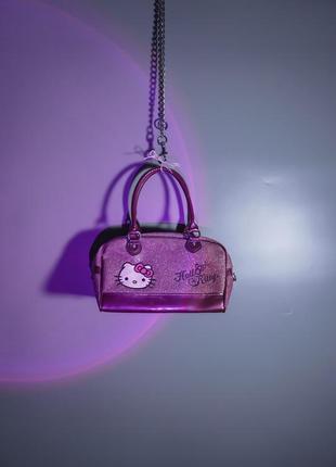 Блестящая фиолетовая сумка hello kitty