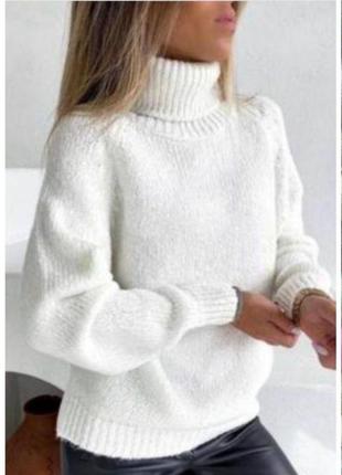 Женский теплый мягкий свитер турецкого производства с высоким горлом размер универсальный 42-46