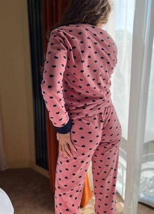 Теплая флисовая махровая пижама штаны + кофта7 фото