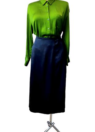 H&m сатиновая юбка с разрезами цвет "графит "2 фото