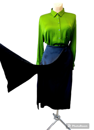 H&m сатиновая юбка с разрезами цвет "графит "3 фото