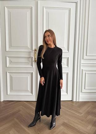 Сукня жіноча довга міді чорна, бежева - замш (плаття)