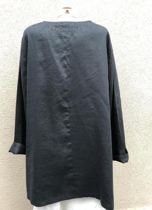 Чёрная,лен блузка,рубаха,туника,платье с вышивкой,этно,большой размер,лён 100%3 фото