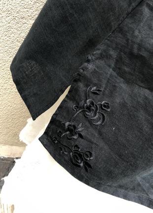 Чёрная,лен блузка,рубаха,туника,платье с вышивкой,этно,большой размер,лён 100%6 фото