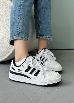 Стильные кроссовки adidas forum low 84 white black белые с чёрным унисекс 36-45 р