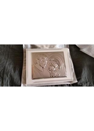 Прямокутна срібна ікона "свята сім'я" valenti (25 x 20см)2 фото