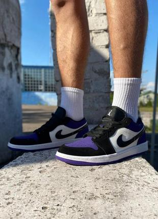 Nike air jordan 1 low black white purple9 фото