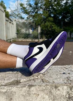 Nike air jordan 1 low black white purple4 фото